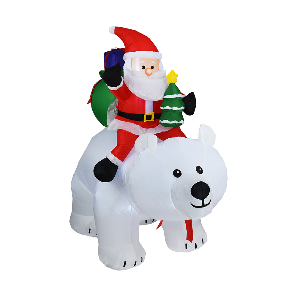 Babbo Natale natalizio da 200 cm seduto su un orso polare con la testa che scuote la decorazione natalizia del giardino (led integrato)