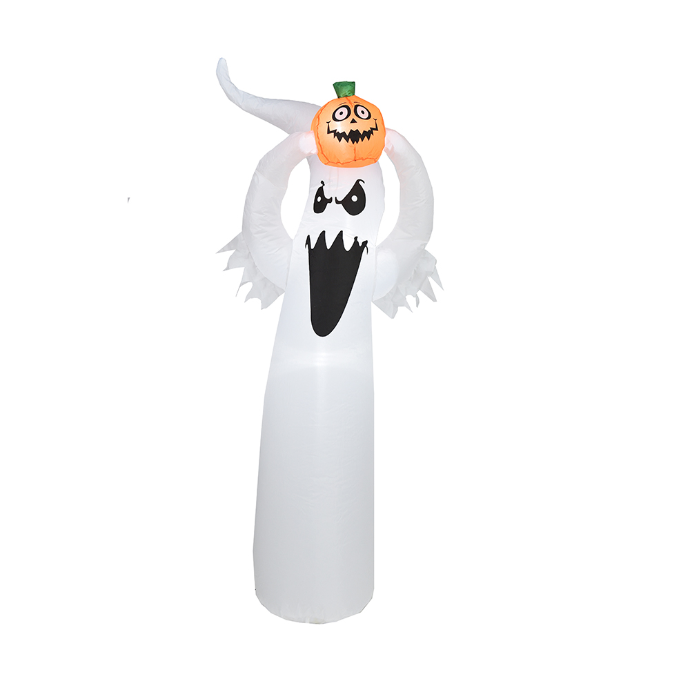 180 cm Halloween gonfiabile bianco fantasma tenere zucca decorazione esterna (led incorporato)