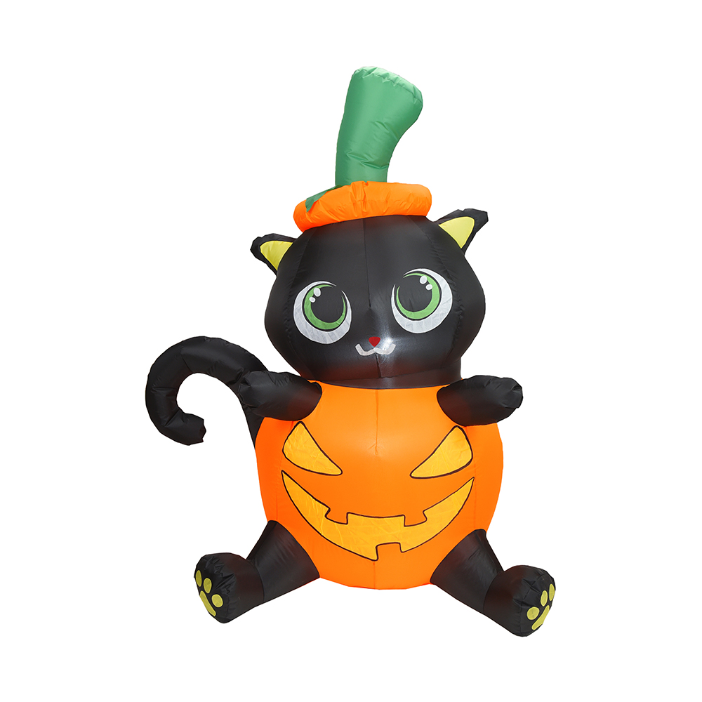 150cm Halloween gonfiabile seduto zucca gatto gonfiabile (led incorporato)